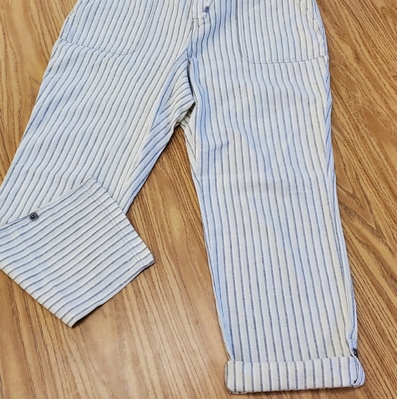 Natural Reflections Ivory Blue Stripe Linen Straight Leg Pants Size L - Picture 9 of 10